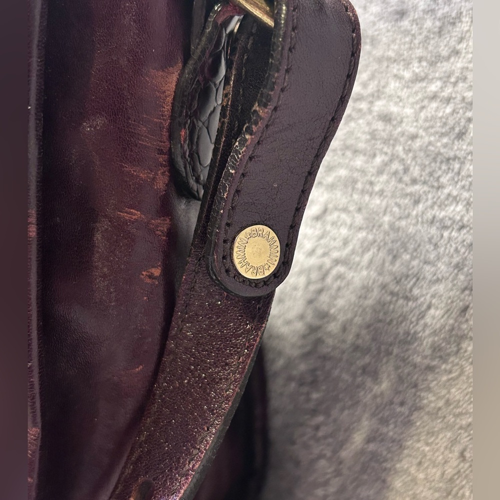 Vintage Brahmin Croc Embossed Mahogany Leather Crossbody Bag - Picture 6 of 10